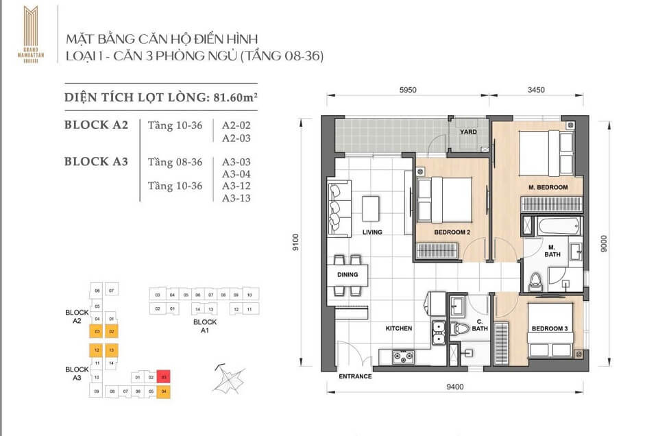 Bán 3 Phòng ngủ The Grand Manhattan tầng cao